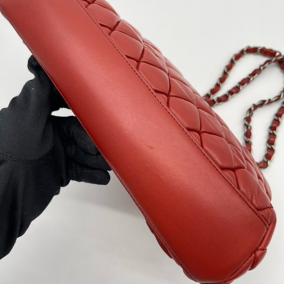 CHANEL Red Orange Leather Classic Flap Shoulder Bag - Picture 11 of 16